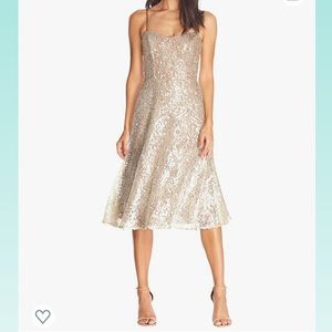 NWT Dress the Population Ivory and Lace Sequin Dress - Small